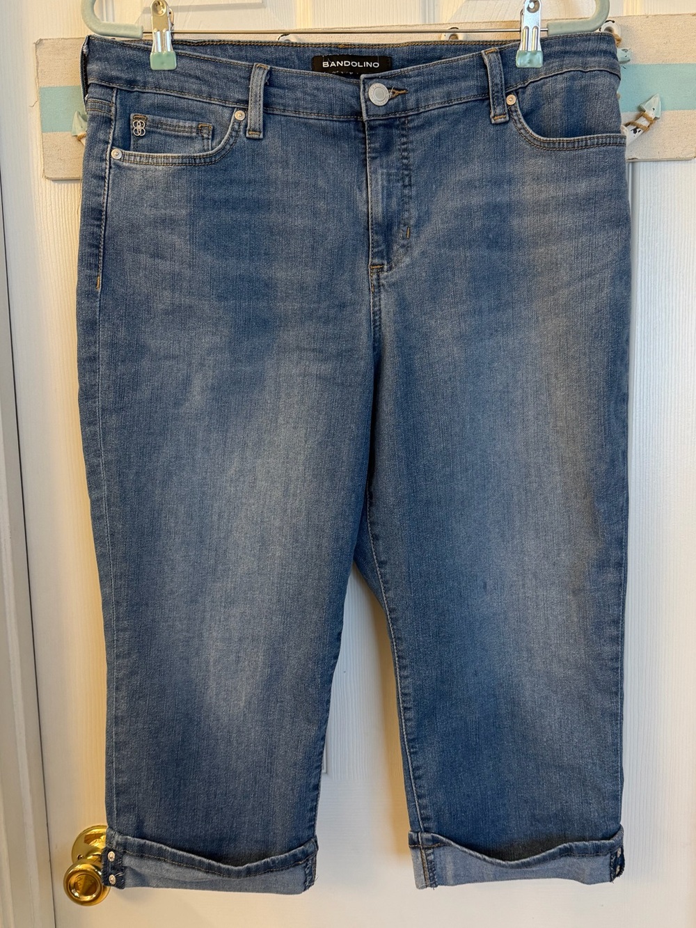 Bandolino Denim Blue Wash Jean Mandie Capris Sz 14